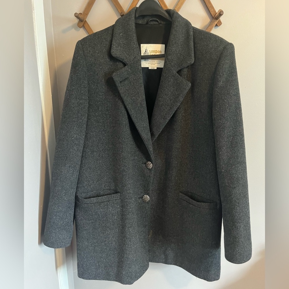 Vintage Dark Gray Wool Pea Coat